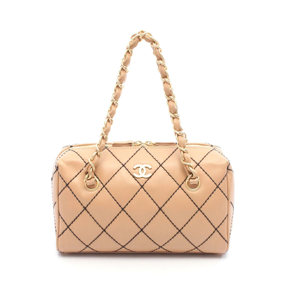 Chanel Wild Stitch Tote Bag Leather Brown